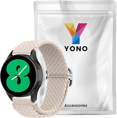YONO Nylon Stretch Bandje 20mm - Horlogebandje geschikt voor Samsung Galaxy Watch 7/6/5 / Pro / 4 / 3 / Active 2 - Garmin Approach / Forerunner / Venu 2 Plus / SQ / Vivomove - Polar Ignite / Unite – Champagne