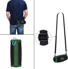 YONO Siliconen Hoes geschikt voor JBL Charge 5 – Case met Draagriem en Clip – Beschermhoes - Donkergroen