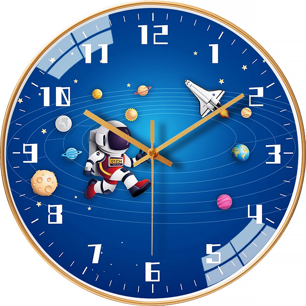 YONO Wandklok voor Kinderen - Stille Klok - 30,5 cm - Kosmos