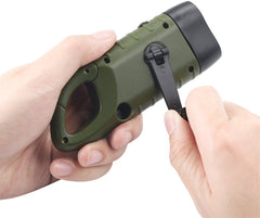 YONO Opwindbare Zaklamp - Militaire Knijpkat Dynamo - Opwindbaar en Zonne Energie Oplaadbaar - Donkergroen