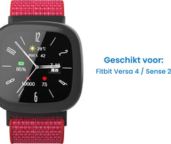 YONO Nylon Velcro Bandje geschikt voor Fitbit Versa 4 / Sense 2 - Rood