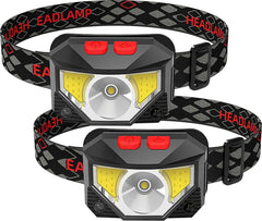 YONO Hoofdlamp LED – Wandel Verlichting USB Oplaadbaar - Kantelbaar – 2 Stuks – Zwart