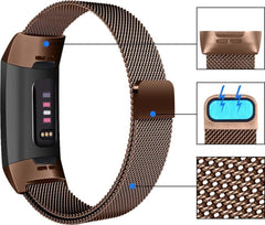 YONO Bandje geschikt voor Fitbit Charge 4/3 – Milanees – Bruin - Large