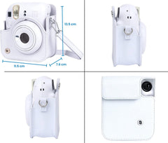 YONO Accessoires Set geschikt voor Fujifilm Instax Mini 12 - Camera Tas met Draagriem - Hoesje en Fotoalbum - Klei Wit