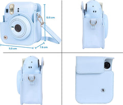 YONO Accessoires Set geschikt voor Fujifilm Instax Mini 12 - Camera Tas met Draagriem - Hoesje en Fotoalbum - Pastel Blauw