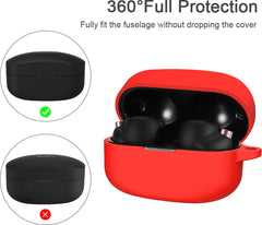 YONO Hoesje geschikt voor Sony WF-1000XM4 - Siliconen Case met Clip - Rood