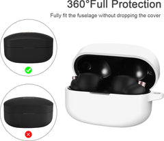 YONO Hoesje geschikt voor Sony WF-1000XM4 - Siliconen Case met Clip - Wit