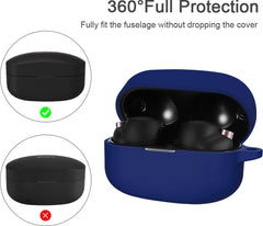 YONO Hoesje geschikt voor Sony WF-1000XM4 - Siliconen Case met Clip - Donkerblauw