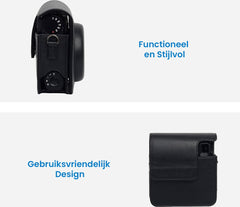 YONO Case geschikt voor Fujifilm Instax Mini 99 - PU Leer Hoesje met Schouderriem - Zwart