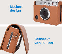 YONO Case geschikt voor Fujifilm Instax Mini EVO - PU Leer Hoesje - Bruin