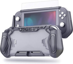 YONO Grip Case geschikt voor Nintendo Switch LITE - Ergonomische Console Hoesje met Screen Protector Glas - Beschermhoes Accessoires - Donkergrijs