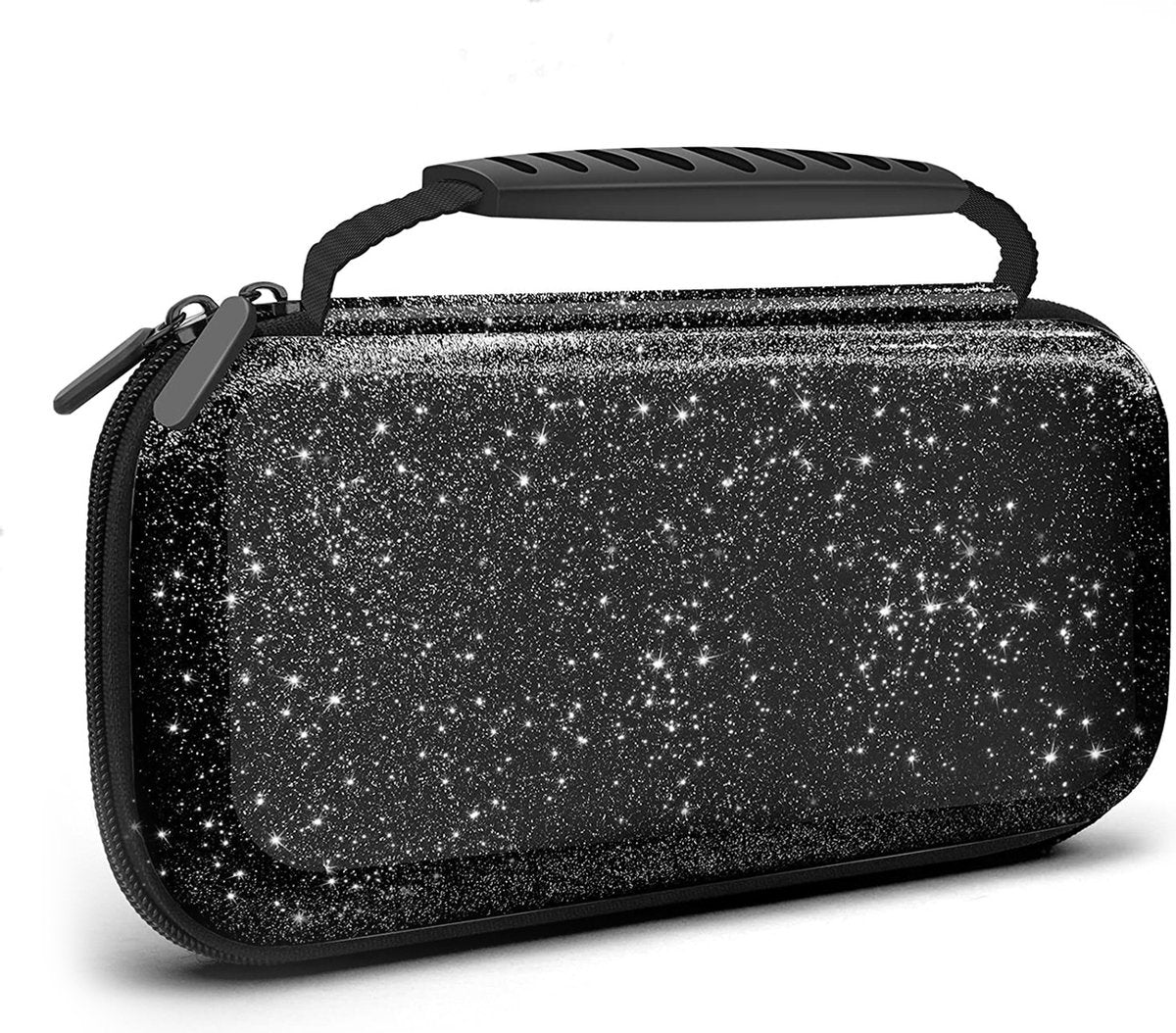 YONO Glitter Case geschikt voor Nintendo Switch / Switch OLED - Opbergtasje Hoesje - Beschermhoes - Zwart