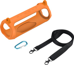 YONO Siliconen Hoes geschikt voor JBL Charge 5 – Case met Draagriem en Clip – Beschermhoes - Oranje