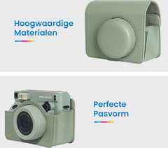 YONO Case geschikt voor Fujifilm Instax Wide 400 - Bescherm Hoes met Draagriem - Salie Groen