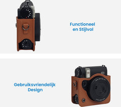 YONO Case geschikt voor Fujifilm Instax Mini 99 - PU Leer Hoesje met Schouderriem - Bruin