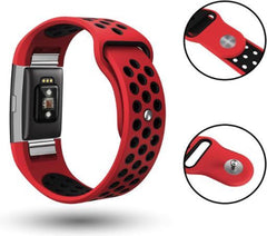 YONO Sport Bandje Rood en Zwart geschikt voor Fitbit Charge 2 – Siliconen Luchtdoorlatende Armband