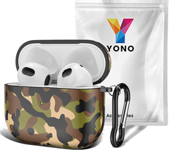 YONO Special Design Hoesje geschikt voor Apple Airpods 3 - Hard Case met Clip - Camouflage