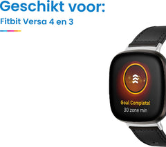YONO Leer Bandje geschikt voor Fitbit Versa 4 / 3 - Luxe Leren Armband - Zwart