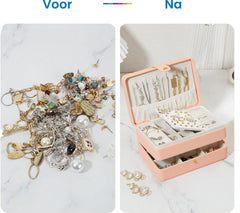 YONO Sieradendoosje - Doos voor Juwelen / Ringen / Kettingen / Oorbellen / Armbanden - Sieraden Organizer - Houder en Opberger - Opbergsysteem - Roze