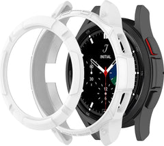 YONO Armor Bumper geschikt voor Samsung Galaxy Watch 4 46mm - Siliconen Case Hoesje met Ringbeschermer - Wit