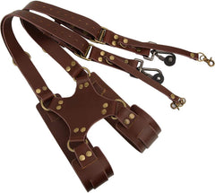 YONO Lederen Camera Harnas voor Systeemcamera - Dual Strap Camera Riem - Geschikt voor DSLR Canon / Nikon / Sony - Leer Bruin