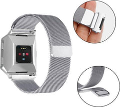 YONO Milanees Bandje Zilver geschikt voor Fitbit Ionic - Vervangende RVS Armband met Magneetsluiting – M/L