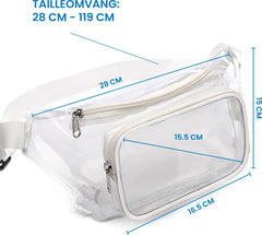 YONO Fanny Pack Doorzichtig - Heuptasje geschikt voor Festival / Reizen - Telefoontasje Crossbody - Buideltasje voor Dames en Heren - Wit