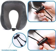 YONO Premium Nekkussen Set - Reiskussen Vliegtuig en Auto - Traagschuim Memory Foam - Inclusief Slaapmasker en Oordopjes Slapen - Donkergrijs