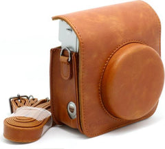 YONO Case geschikt voor Instax Mini 90 – Fujifilm Hoesje Vintage – Draagriem – Bruin