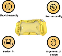 YONO Grip Case geschikt voor Nintendo Switch LITE - Ergonomische Console Hoesje met Screen Protector Glas - Beschermhoes Accessoires - Geel