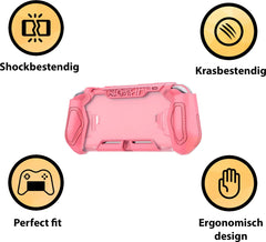 YONO Grip Case geschikt voor Nintendo Switch LITE - Ergonomische Console Hoesje met Screen Protector Glas - Beschermhoes Accessoires - Roze