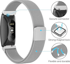 YONO Bandje geschikt voor Fitbit Inspire/HR/2 - Milanees - Zilver – Large