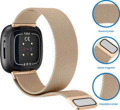 YONO Milanees Bandje geschikt voor Fitbit Versa 4 / Sense 2 – Rose Gold – Large