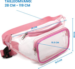 YONO Fanny Pack Doorzichtig - Heuptasje geschikt voor Festival / Reizen - Telefoontasje Crossbody - Buideltasje voor Dames en Heren - Lichtroze