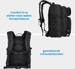 YONO Tactical Backpack Militaire Rugzak - Tactische Wandelrugzak Leger - 45L - Zwart