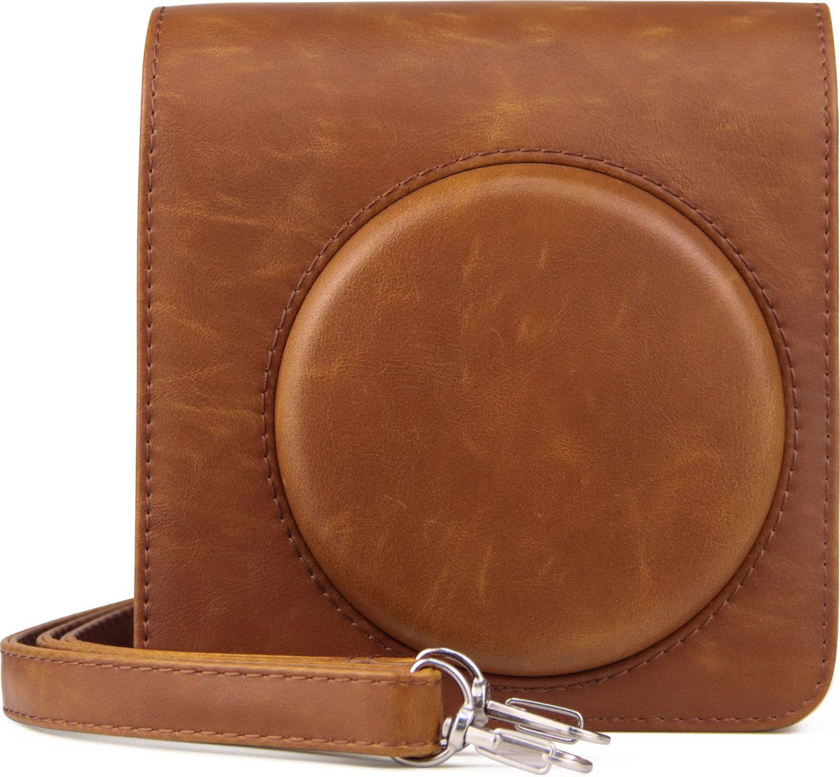 YONO Case geschikt voor Fujifilm Instax Square SQ1 - Hoes met Draagriem - Cameratas - Bruin