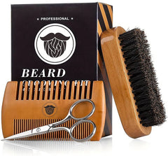 YONO Baard Kam en Borstel - Baardschaar - Baardverzorgingset - Hout