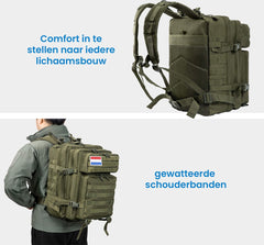 YONO Tactical Backpack Militaire Rugzak - Tactische Wandelrugzak Leger - 45L - Donkergroen
