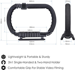 YONO Stabilisator Statief Handheld voor Camera en Accessoires - Professionele Stabilizer Handheld Beugel geschikt voor Actioncam / Smartphone / Videorecorder / Vlog / Youtube / Tiktok / Lamp / Microfoon - Zwart