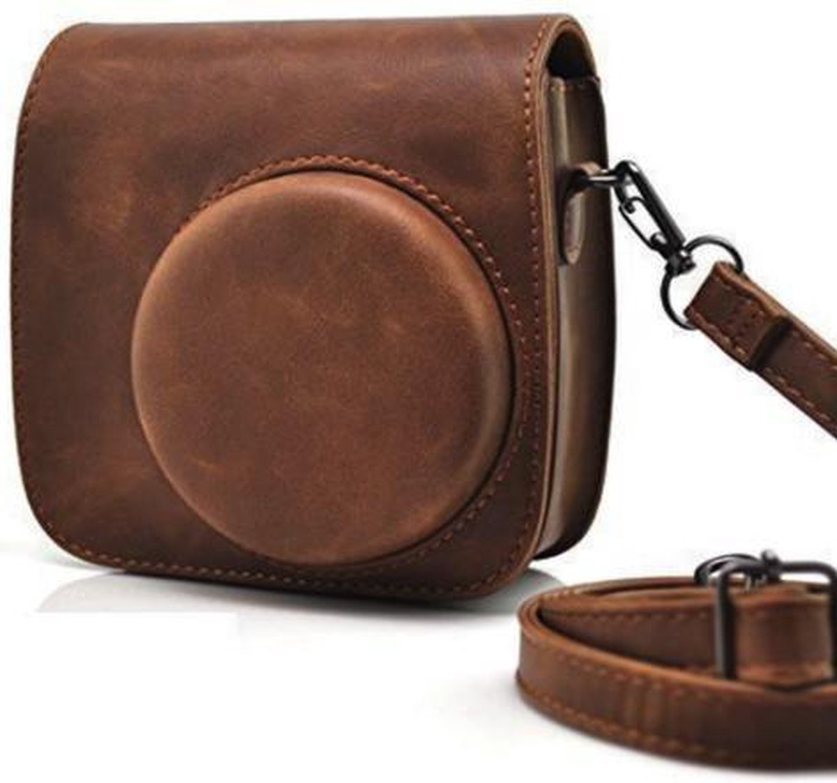 Vintage Case geschikt voor Fujifilm Instax Mini 8 en 9 Hoesje + Draagriem – Bruin