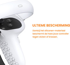 YONO Grip Case met Strap geschikt voor Oculus Quest 2 Touch Controller - Siliconen Bescherming Cover Accessoires Meta Quest 2 - 2 Stuks - Wit