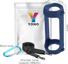 YONO Siliconen Hoes geschikt voor JBL Flip 6 / 5 - Case met Draagriem en Clip - Beschermhoes - Donkerblauw