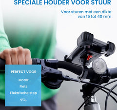 YONO Luxe Telefoonhouder Universeel - GSM Houder Fiets - Motor - Scooter - Mountainbike - Ebike - Fietshouder voor Smartphones - 360 Graden Rotatie – Zwart