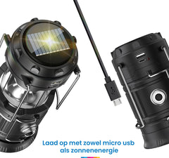 YONO LED Lantaarn Oplaadbaar - Camping Lamp - Kampeerlamp - Tentlamp - Windlicht - 2 Stuks