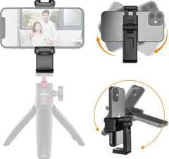 Ulanzi ST-22 360º draaibare en kantelbare telefoonhouder voor statief - met 2 Cold Shoe Mounts - Zwart