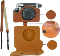 YONO Vintage Hoesje geschikt voor Fujifilm Instax Wide 300 - Case met Draagriem – Bruin