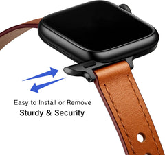 YONO Leer Stretto Bandje geschikt voor Apple Watch Series - 7 / 8 (41mm) - SE 6 5 4 (40mm) - 3 2 1 (38mm) - Bruin