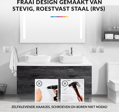 YONO Zelfklevende Haakjes – RVS Ophanghaakjes – Ultra Sterke Plakhaakjes – 4 Stuks – Zilver