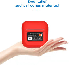 YONO Soft Case geschikt voor JBL Tour Pro 2 - Siliconen Draadloze Oordopjes Hoesje met Clip - Rood