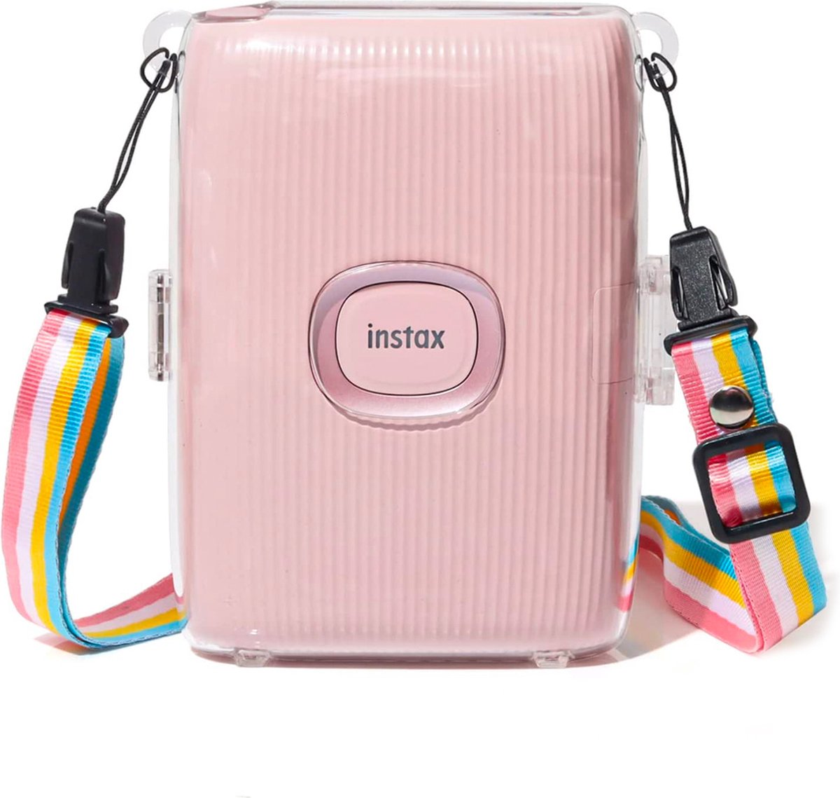 YONO Case geschikt voor Fujifilm Instax Mini Link 2 - Hoesje met Draagriem - Tasje - Beschermhoes - Transparant